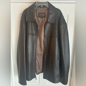 Izod Dark Leather Jacket size XL